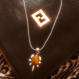 Tiger Eye Gemstone Pendant/ necklace 925 Silver